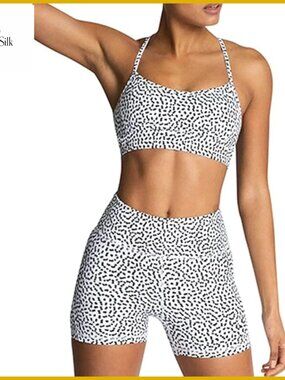 2-Piece Workout Set High Waisted Biker Shorts Crop Top Activewear
